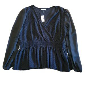 Maurices Womens Shirt Size XL NWT‎ Black Classic Career Dressy Flowy Top